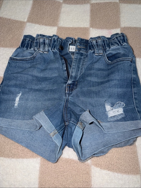 Cello Pants - Cello Blue Distressed Paperbag Waist Denim Shorts